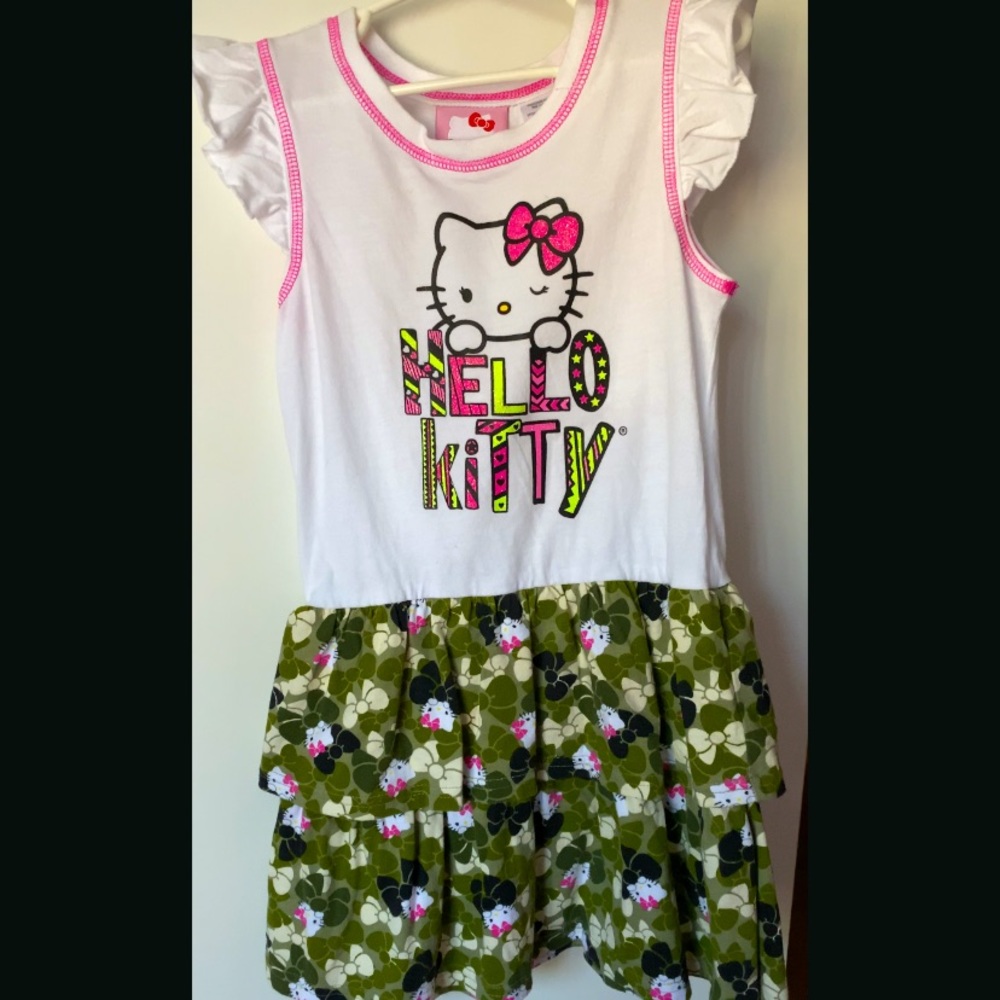 Girls Hello Kitty Camo Ruffle Skirt Dress NWOT Size XS 4/5